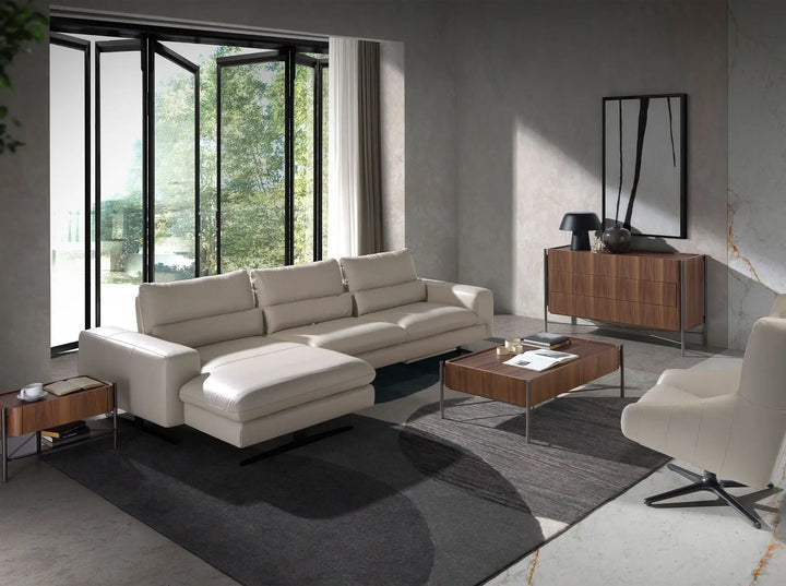 Cómoda nogal y acero oscuro