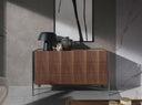 Walnut and dark steel dresser