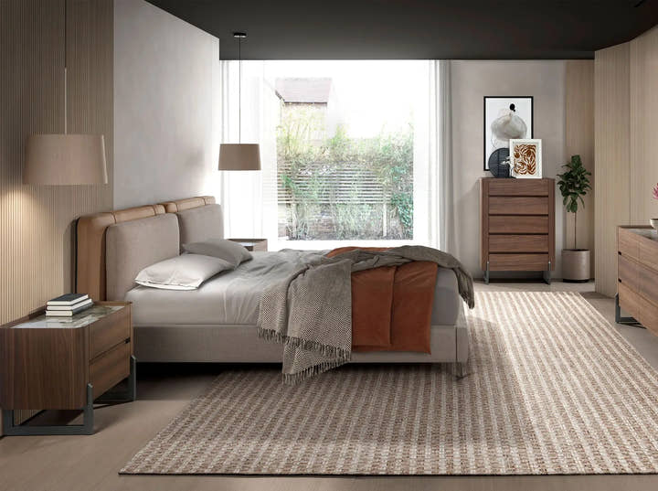 Chifonier nogal, acero visón metal y tapa de mármol porcelánico - Cómoda - El Workshop - 80x40x112cm