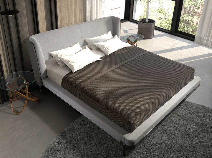 Light gray fabric bed