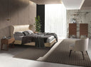 Cream-colored leatherette bed