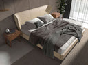 Cream-colored leatherette bed