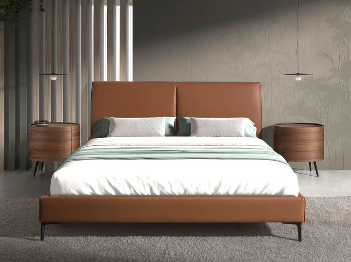 Brown leatherette bed