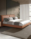 Brown leatherette bed