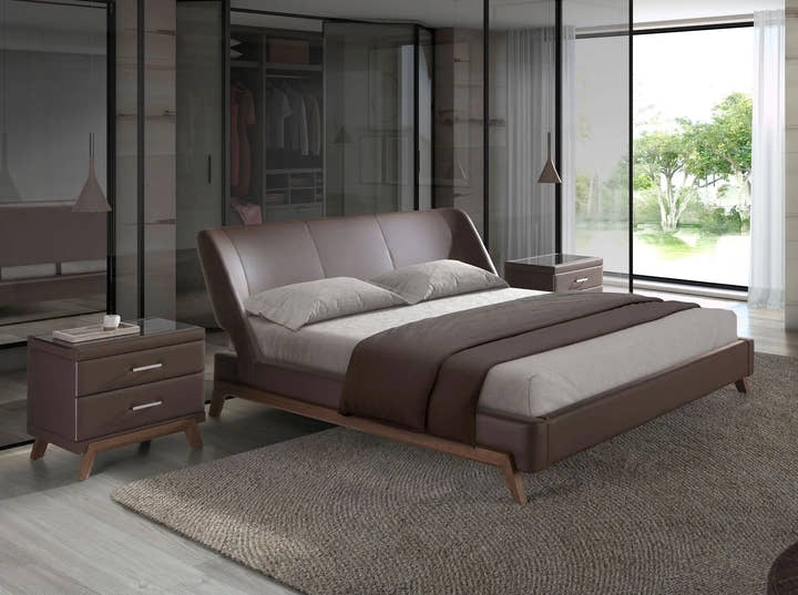 Cama polipiel color marrón chocolate - Cama - El Workshop - 205x237x95 cm