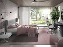 Light gray fabric bed