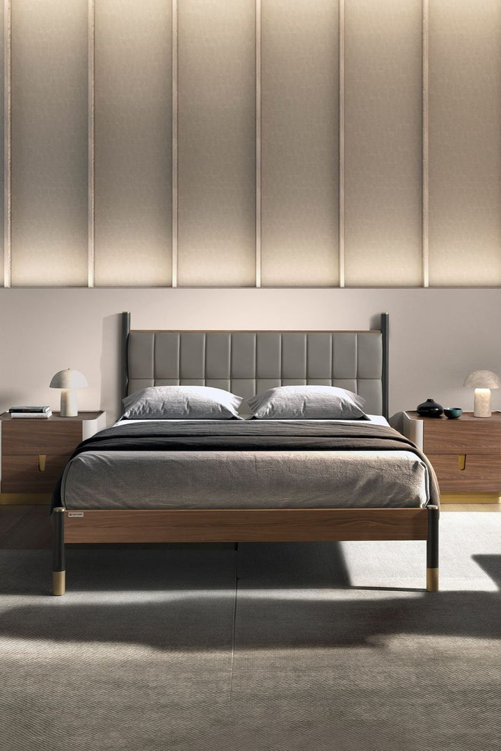 Dark grey faux leather bed