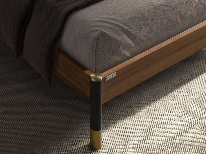 Dark grey faux leather bed