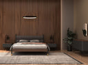 cómoda madera gris oscuro, acero negro y tapa de nogal, vista 2