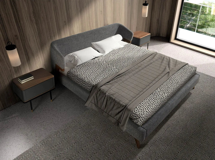 Gray fabric bed