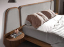 Cama nogal y tela color gris