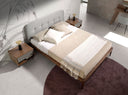 Getuftetes Bett aus grauem Stoff