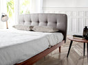 cama capitoné tela color gris, vista 2