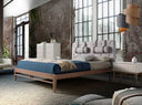 cama capitoné tela color gris, vista 4