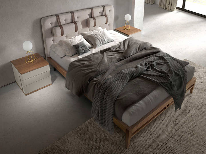 Cama capitoné tela color gris - Cama - El Workshop-Gris