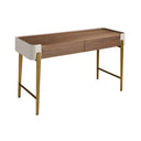 Walnut, beige and polished gold steel desk