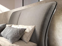cama tela color gris oscuro