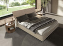 Cama terciopelo color marrón y polipiel color crema - Cama - El Workshop-222 x 229 x 108 Cm