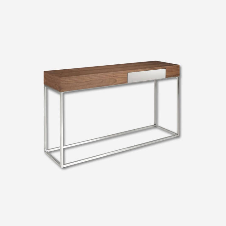 Consola rectangular nogal y acero cromado - Mesa consola - El Workshop - nogal - natural