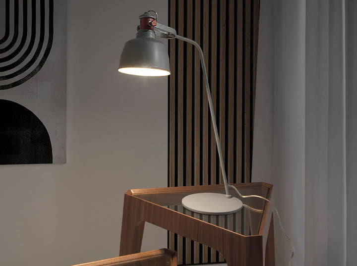 Lámpara de sobremesa acero gris y detalles bronce - Lámpara - El Workshop - gris