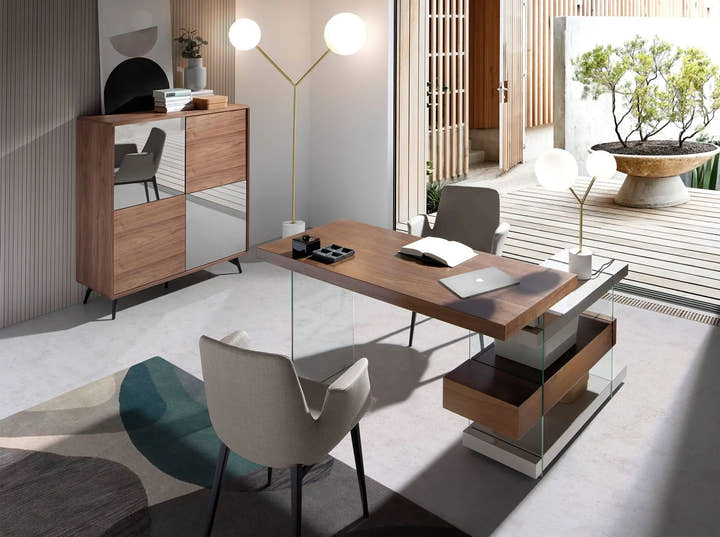 Lámpara de sobremesa mármol blanco, acero dorado y cristal blanco - Lámpara - El Workshop - blanco