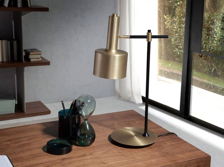 Lámpara de sobremesa aluminio dorado y acero negro - Lámpara - El Workshop - 