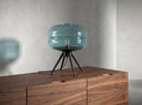 Lámpara sobremesa cristal azul y acero negro - Lámpara - El Workshop-Ø29 x 35 Cm
