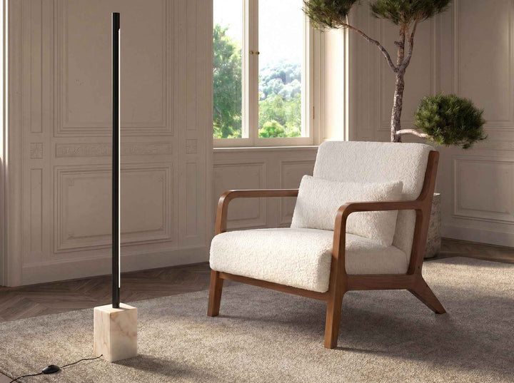 Lámpara pie acero negro con base de mármol porcelánico - Lámpara de pie - El Workshop-