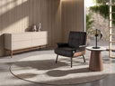 lámpara sobremesa cristal fumé ámbar y acero negro y blanco con base de acero negro, vista 3
