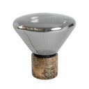 Lámpara sobremesa cristal efecto espejo fumé gris y mármol porcelánico - Lámpara - El Workshop-Ø36 x 38 Cm