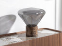 Lámpara sobremesa cristal efecto espejo fumé gris y mármol porcelánico - Lámpara - El Workshop-Ø36 x 38 Cm