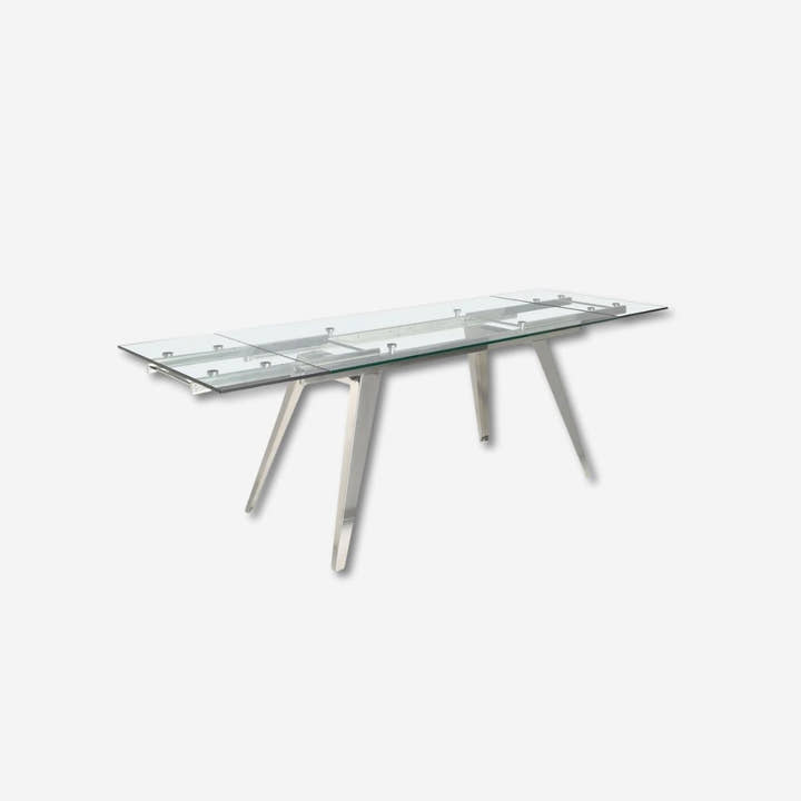Mesa comedor extensible rectangular cristal templado y acero cromado - Mesa de comedor - El Workshop - 160x90x76cm
