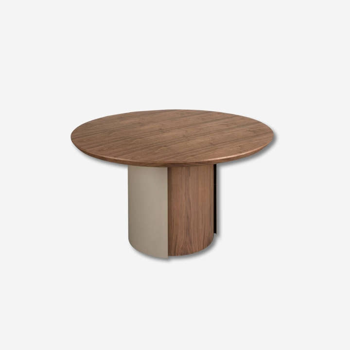 Mesa comedor redonda nogal y acero arena metalizado - Mesa de comedor - El Workshop - Ø140x76