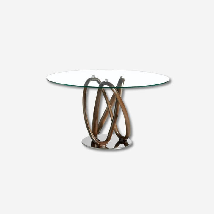 Mesa comedor redonda cristal templado y nogal - Mesa de comedor - El Workshop - Natural