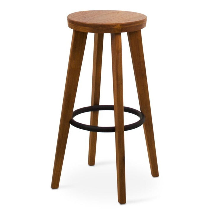 Taburete de bar madera con aro de hierro, foto de producto