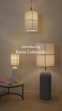 Rania Floor Lamp - Light grey concrete base and white cream shade