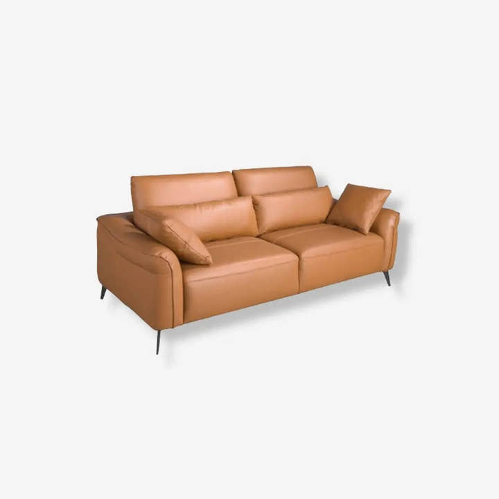 Sofá 3 plazas piel marrón - Sofá - El Workshop - 209x107x105cm