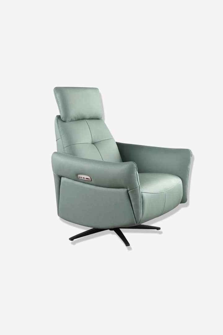 Sillón relax giratorio piel verde turquesa - Sillones - El Workshop - verde