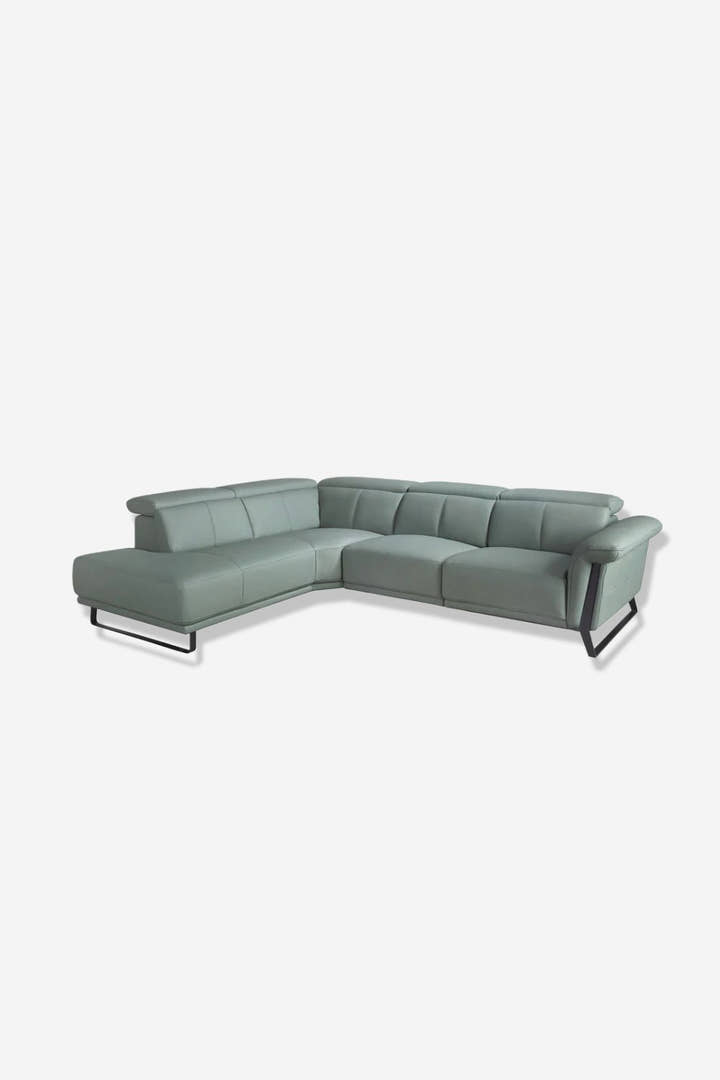 Sofá chaise longue relax izquierda piel verde turquesa - Sofás - El Workshop - verde turquesa