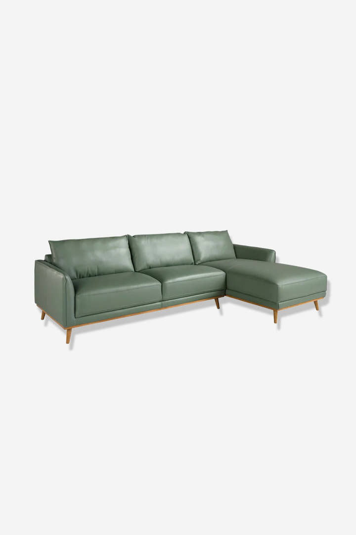 Sofá chaise longue derecha piel verde - Sofás - El Workshop - verde