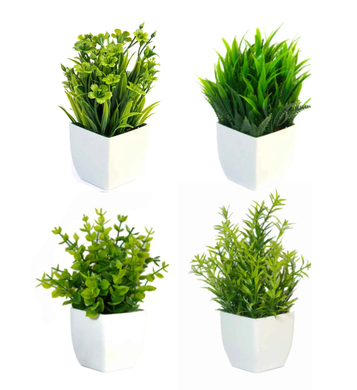Plantas Pequeñas Artificiales con Maceta – 4 Piezas