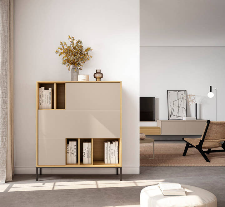 Custom-made lacquered wooden shelving unit - Hydra