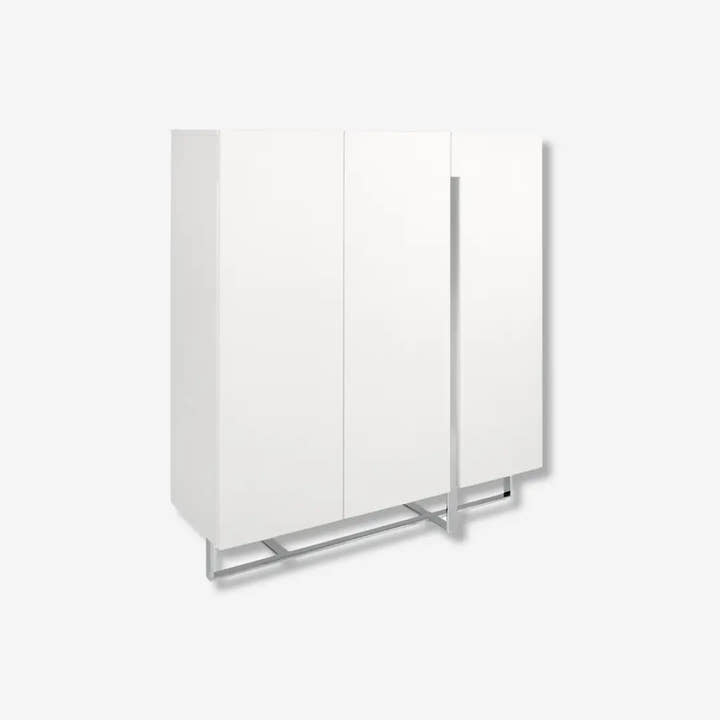 Aparador alto madera blanco y acero cromado - Aparador - El Workshop - 120x42x135cm