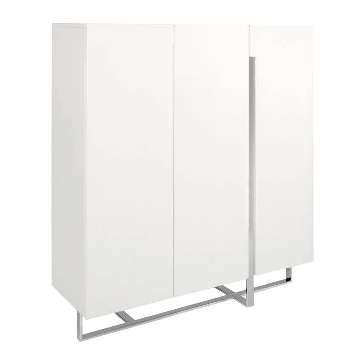 Aparador alto madera blanco y acero cromado - Aparador - El Workshop - 120x42x135cm