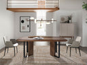 Aparador alto de diseño moderno con estructura de madera de MDF color beige y unas originales patas de madera chapada en nogal natural mejores diseños
