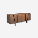 Aparador de diseño moderno con estructura de madera chapada en nogal natural  con diseño único y exclusivo