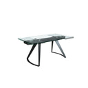 Mesa comedor extensible rectangular cristal templado y acero negro
