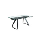 Mesa comedor extensible rectangular cristal templado y acero negro