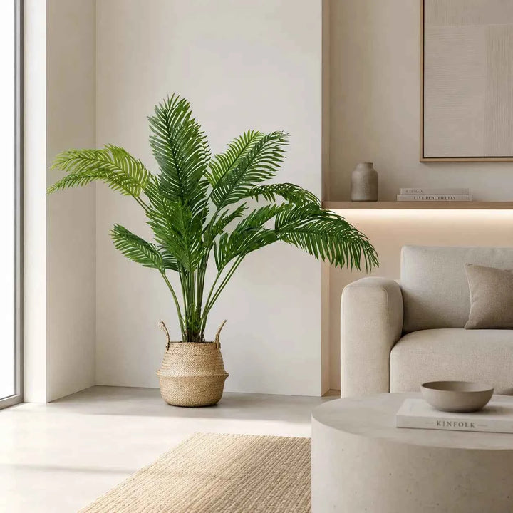 Pack Palmera Areca 160 cm + Cesto Mimbre 32 cm