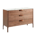 Comoda de diseño moderno con estructura de madera chapada en nogal natural y unas originales patas de madera chapada en nogal natural muebles increibles y elegantes 